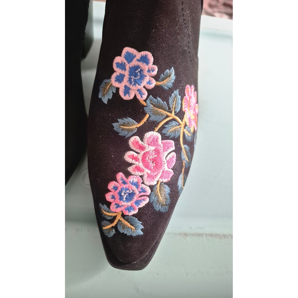 Pioneer Woman Cowgirl Garden Boots Black Floral Embroidered Western Booties 9W - Picture 4 of 13